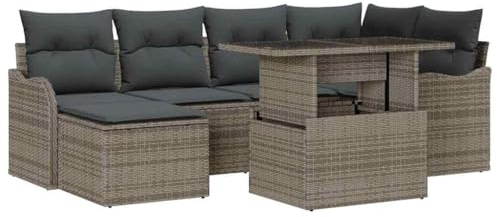vidaXL Gartensofa-Set 7 STK. Grau [Synthetisch]: Poly Rattan