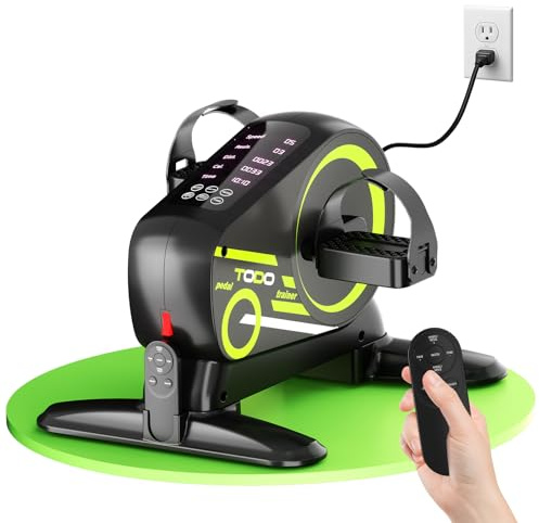 TODO Elektrisch Pedaltrainer für senioren mit 12 Geschwindigkeiten, Mini Heimtrainer mit Automatik-Manuell-Modus, 6 Widerstandsstufen, Beintrainer im Sitzen, LCD-Display, Fernbedienung und Fußgurt