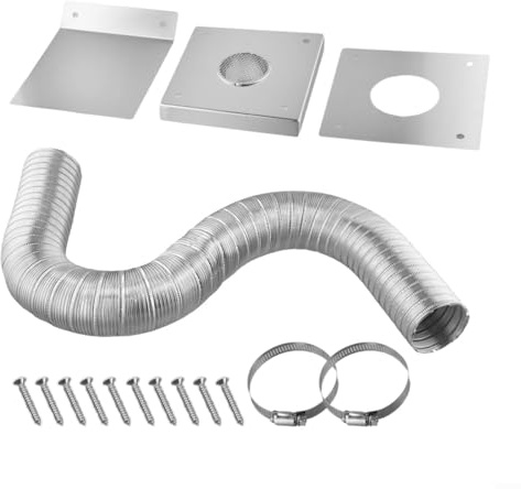 Kit de Toma de Aire Exterior para Estufa de pellets de 2 Pulgadas con Kit de instalación de Abrazaderas de Panel de Montaje en Pared de Tubo de Aluminio de 60 pies