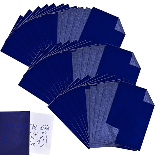Caldamn 100 Blatt Pauspapier A4 21x29.7cm, Blau | Kohlepapier, Mehrfach Verwendbar, für Papier und Keramik, Transferpapier