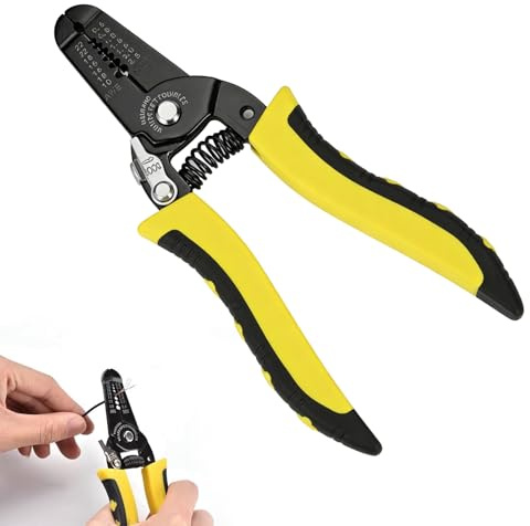 1Pcs 10-22 AWG Multi Gauge 7 Precise Wire Strippers,Wire Stripper Cutter WireStripping Tool and Multi-Function HandTool with Safety Lock,Easy to Use Tool and Refined Craftsmanship Design