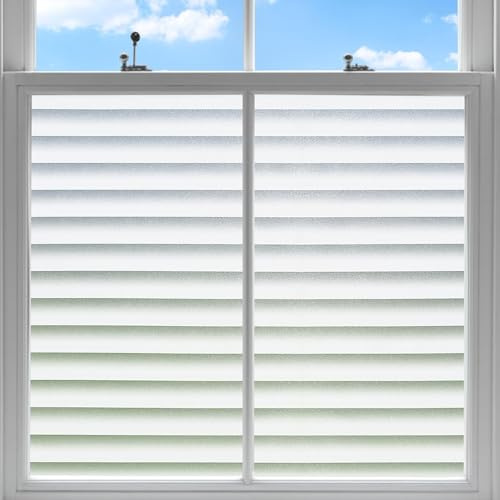 Lifetree Fensterfolie Blickdicht Sichtschutz Jalousienmuster, 90x200cm | Milchglasfolie fenster innen Statisch Haftend Klebstofffrei sonnenschutz Leichte Anbringung Wiederverwendbar Für Zuhause Büro