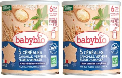 Babybio céréales verveine fleur d'oranger camomille 6 mois et + 220g (Lot de 2)