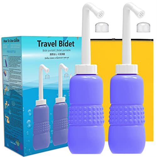 2PCS Portable Bidet for Toilet 450ml Travel Handheld Personal Empty Bottle Childbirth Cleaner Outdoor Camping Travelling Driver Hygiene Easy to Fill Anti-Flow Slow-Flow Fast Effective Cleansing