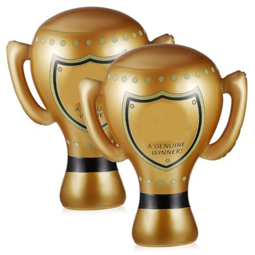 TOGEVAL 2 Aufblasbare Trophäen, Goldene PVC Pokale, Faltbar und Tragbar | Geeignet für Unterricht und Party, Cupförmiges Design, Hochsimuliert, Dekorativ, Leicht Verstaut Zufälliger Stil