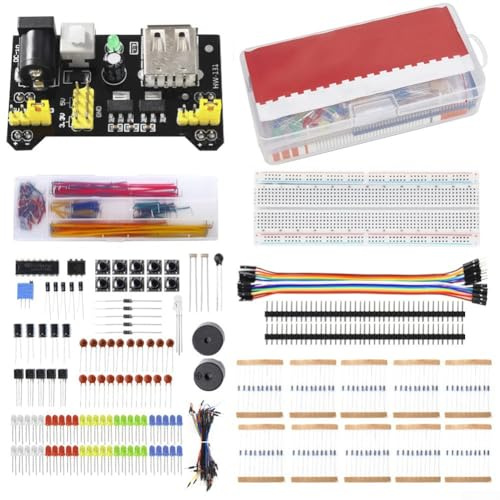 830-Hole Breadboard Electronics Kit for Arduino R3 Starter Pack – Includes Resistors, LEDs, Potentiometers, Wires, ICS (74HC595,