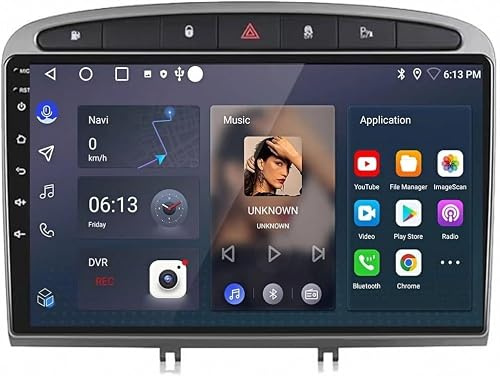 PLKEQS Autoradio Android 15 per Peugeot 308 SW RCZ 408, Navigazione Auto con Schermo Touch da 9 Pollici 2G 64G, CarPlay Wireless Android Auto Radio FM
