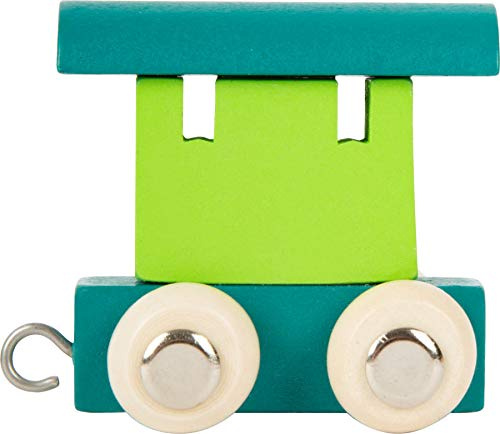 Buchstabenzug bunt | bunte Lok - farbige Waggons | Wunschname zusammenstellen | Holzeisenbahn | EbyReo® Namenszug aus Holz | personalisierbar | auch als Geschenk (Farbe Grün/Türkis, Abschlusswaggon)