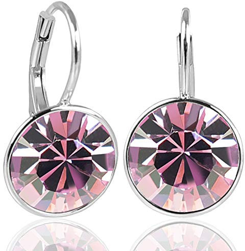 NOBEL Silberohrringe Lila Kristalle aus Österreich 925 Silber Light Amethyst - schlicht modern