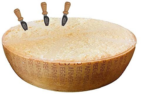 Parmigiano Reggiano Dop, di collina, SALICETO -, mezza forma + 3 coltellini, Premio Cibus, invecchiato 24 mesi, peso Kg. 18