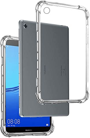 REY - Funda Anti-Shock Gel Transparente para Tablet Huawei MEDIAPAD M5 Lite 10 10.1, Ultra Fina 0,33mm, Esquinas Reforzadas, Silicona TPU de Alta Resistencia y Flexibilidad