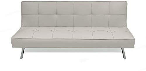 Homely | Sofá Cama de 3 plazas - KOHTAO | Apertura Clic-clac | Tapizado en Polipiel | Sofás de Salón Modernos | Sofá Acolchado Cómodo | Sin Reposabrazos | Color Blanco Crema | 176 cm