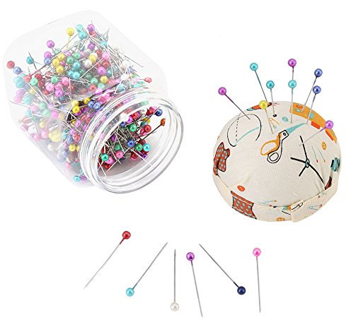 500Pcs Stecknadeln mit Kopf, Perlkopf Stecknadeln, Stecknadeln Nähen Pins mit Box Runde Perlenkopf Stecknadeln Sewing Pins für Nähen