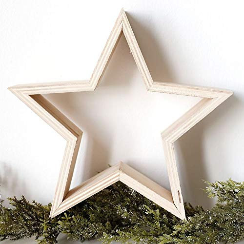 Sesua Deko Holzstern 22cm Natur Weihnachtsstern Fensterdeko Tischdeko