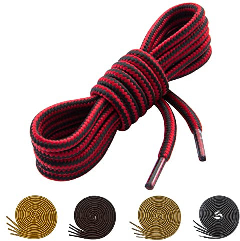 lorpops Round Boot Laces [2 Pairs] Heavy Duty and Durable Shoelaces for Boots,Diameter: 3/16” Work Boots & Hiking Shoes , 40inch/100cm, Red