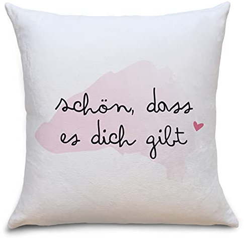 OWLBOOK schön, DASS es Dich gibt Flauschige Kissenhülle Geschenke Geschenkideen für Frauen zum Jahrestag Geburtstag