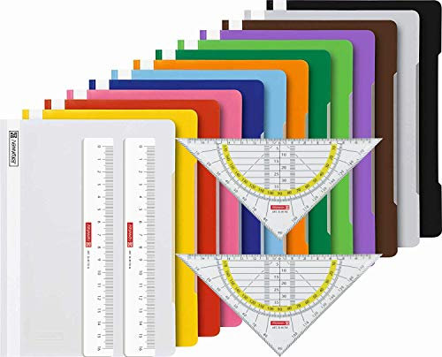 12 Brunnen Schnellhefter A4 farbig sortiert PP-Folie glasklares Deckblatt (12 Farben) (Clever Geo)