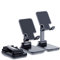 Fold Mobile Phone Stand for Desk, Aluminum Alloy Portable Tablet Stand Desktop Angle Height Adjustable Desktop Phone Holder with Mobile Phone/iPad/Kindle/Tablet-Black