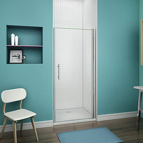 Box Doccia Per Nicchia 90x187cm Porta Battente 6mm Vetro | Cromo Lucido Telaio, Anticalcare, Trasparente Vetro Temperato
