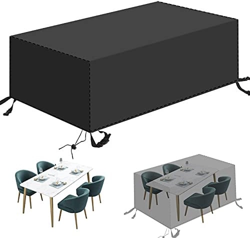 Redfire Abdeckplane Gartenmöbel Verstellbarer Kordelzug Gartentischabdeckung Möbelsets mit Belüftungsöffnungen Terrassenabdeckung Anpassbare Größe für Rattanmöbel 230x165x80 cm,Schwarz