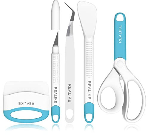 REALIKE Plotter Zubehör für Vinyl Crafting Basic Zubehör Set Kit für Cricut Silhouette Unkrautschaber Spachtel Pinzette Schere Grundwerkzeugpaket zum Nähen