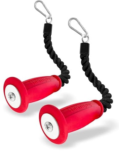 THEFITGUY 2 Ergonomic Single Grip Tricep Rope Cable Attachments, Comfort Non-Slip Grip, Reducing Wrist Pressure and Skin Rubs, Easy to Clean, Gym Pull Machine Accessory, 16.5” Each, 2 Hooks Included