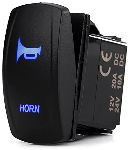 Aramox 3 broches klaxon interrupteur à bascule avec lumière de travail LED bleue boîtier noir pour voiture caravane RV bateau Marine 12V-24V