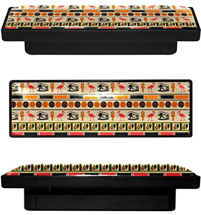 Küchenschrankknäufe, rechteckig, dekorative Knäufe, Schrank, Schubladen, Kommode, 4 Stück, antike ägyptische Hieroglyphen