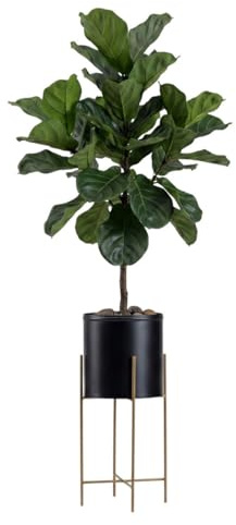HowHomely Support de pot de fleurs décoratif en métal avec cache-pot Doré/noir 55 cm