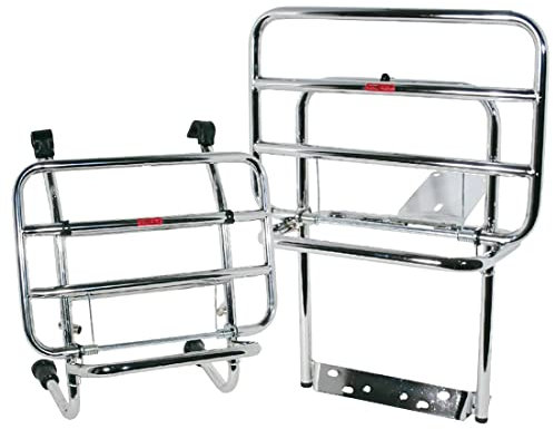 Kit portapacchi anteriore + posteriore con ribaltina Faco Vespa PX 125-150-200 -FACO0201C+0200C, Cromato