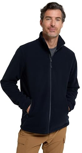 Mountain Warehouse Polaire Hommes Bernard - Coupe-Vent, Respirante, Deux Poches, Zip intégral, Poignets élastiques -Usage Quotidien et Temps Froid, Hiver Bleu Marine XXL