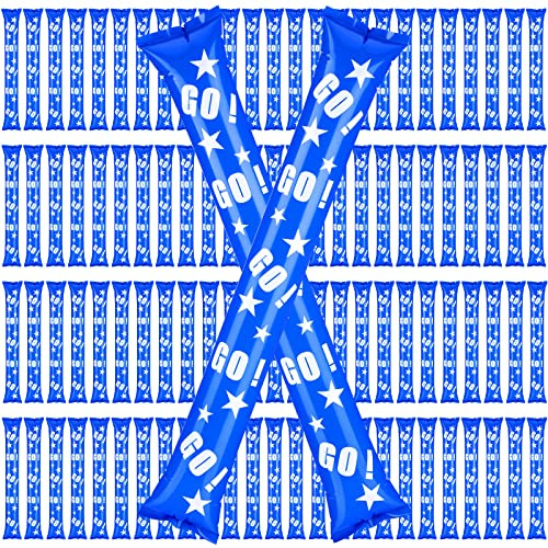 Hungdao 100 Pcs Thunder Sticks Spirit Boom Sticks Cheerleading Football Noise Makers Inflatable Noisemakers for Party Dance Basketball Sporting Event (Blue)