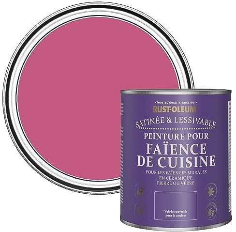 Rust-Oleum Peinture Rose Résistante à l'eau pour Faïence de Cuisine, Finition Satinée - Framboise 750ml