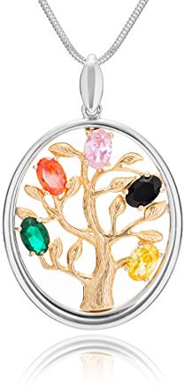 LILLY MARIE Collana da donna in argento massiccio placcato oro, in vero argento 925, con grande ciondolo a forma di albero della vita, regolabile, confezione regalo