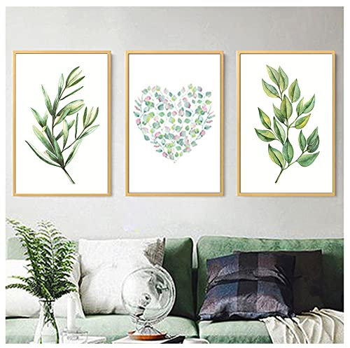 Juego de pósteres, 3 cuadros decorativos de pared,con plantas verdes, para salón,pasillo, dormitorio, póster de pared, sin marco (30 x 40 cm)