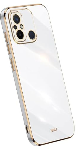RankOne Hülle ist geeignet für Redmi 12C / Redmi 11A (6.71 Inches), Galvanikrahmen Silikon Handyhülle - Weiß