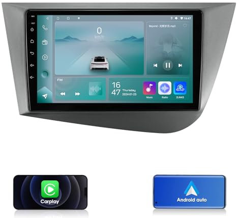 Ossuret Autoradio für Seat Leon MK2 2005–2012, 9 Zoll Android 13 Touchscreen GPS-Navigation mit Apple Carplay/Android Auto WiFi/GPS/Bluetooth/DPS/RDS/USB