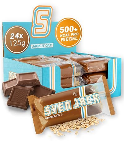 Sven Jack (Energy Cake) Haferriegel Schokolade 24x 125g I Original Haferflocken Energieriegel I Veganer Haferriegel I Langkettige Kohlenhydrate & wenig Zucker I Chocolate Oat Bar I Müsliriegel
