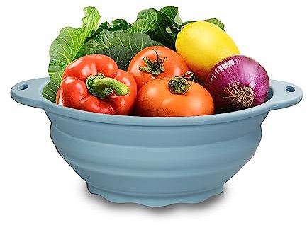 Jovilife Collapsible Camping Bowl 88oz Collapsible Silicone Salad Bowl Large Silicone Bowl for Outdoor Hiking Travel Storage and Mixing(Light Blue)