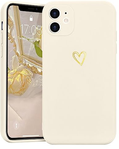 Lafunda Handyhülle Kompatibel mit iPhone 12 Mädchen hülle Ultra Dünn Silikonhülle süß Liebesherz Schutzhülle stoßfest Case Bumper Back Cover mit Fallschutz für iPhone 12 Weiß