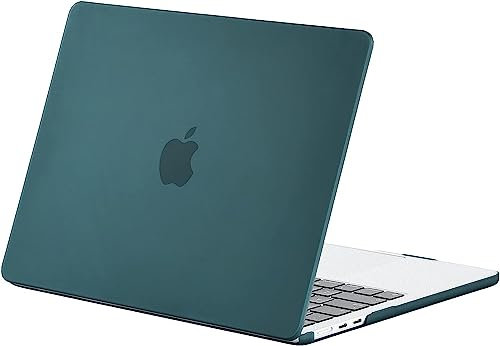 EooCoo Custodia Compatibile con 2025-2023 MacBook Air 15 Pollici M4 M3 M2(A3241 A3114 A2941) Copertina Rigido per Cover MacBook Air con 15,3 Retina Display, Protettivo Trasparente - Verde Scuro Opaco