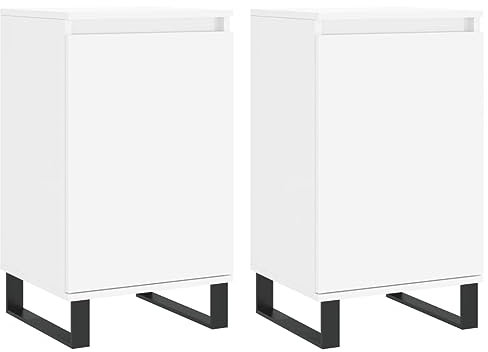 Tidyard Sideboards 2 STK.Kommode Anrichte Schrank Küchenschrank Beistellschrank Mehrzweckschrank Standschrank Flurschrank Aufbewahrungsschrank 40 x 35 x 70 cm (L x B x H) Mit 2 Fächer Weiß