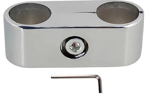 Abrazadera de tubo de aluminio con 2 agujeros de 25 mm, conector redondo