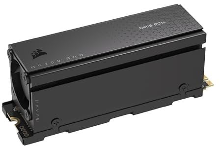 Corsair MP700 PRO Mit Luftkühler 2TB M.2 PCIe Gen5 x4 NVMe 2.0 SSD - M.2 2280 - Bis zu 12.400MB/sec Sequentielles Lesen - High-Density TLC NAND - Schwarz