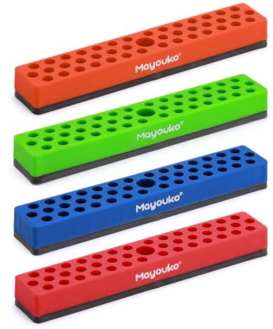 Mayouko 4PCS 1/4-Inch Magnetic Hex Bit Holder Rack Organizer with Strong Magnetic Base, 172 Hole Bit Storage, Drill Bit Holder