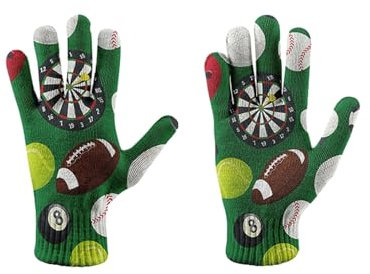 Thermo-Strickhandschuhe – Touchscreen-Handschuhe, Badminton-Baseball-Muster-Handschuhe, Gestrickte Vollfinger-Handschuhe Für Damen Und Herren, rutschfeste Stretch-Arbeitshandschuhe, Stil 2, Einhei