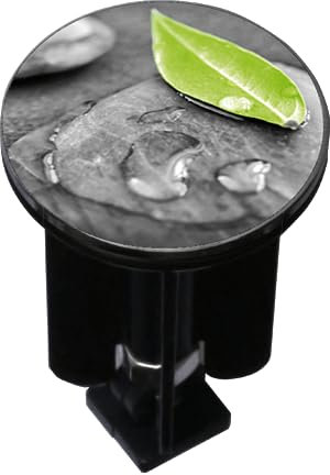 Bonde lavabo décorée Design Feuille sur Galets - Bouchon Universel 40 mm - pour lavabo Standard à Tirette.
