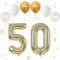 VUCDXOP Champagner Gold Luftballon 50, XXL Riesige Geburtstag Ballon 50, 40 - 101cm Ballon Zahl Deko Folienballon Zahlen 0 & 5, Geburtstagsdeko Jubiläum Party Deko, Fliegt mit Helium (Nummer 50)