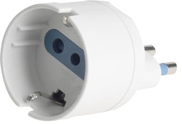 Adattatore da Viaggio con Presa Schuko 10A/16A 2P+T a Spina Elettrica 16A 3 pin, Adattatore Bipasso a Attacco Italiana 16A (1 Pezzo, Bianco)