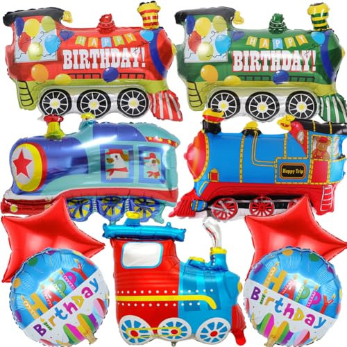 MEZHEN Zug Folienballon Auto Luftballon Geburtstag Deko Ballon Happy Birthday Luftballon Folie Kindergeburtstag Luftballons Helium Geburtstagsdeko Cars Geburtstagsfeier